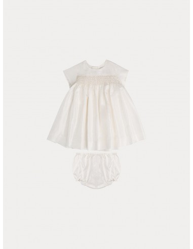 Robe en taffetas de soie bébé blanc lait la chaussure