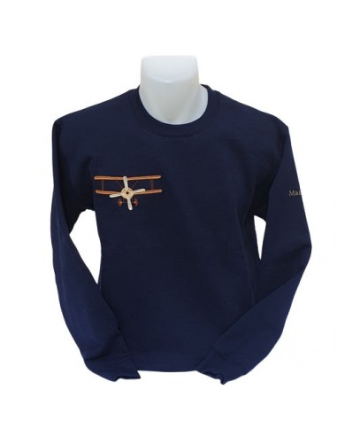 Sweat-Shirt bleu marine - Broderie Avion Véritable concentré