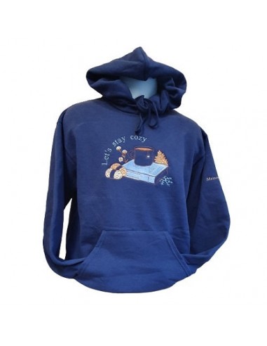 Sweat-shirt bleu marine - Broderie "Let's stay cozy" de la marque