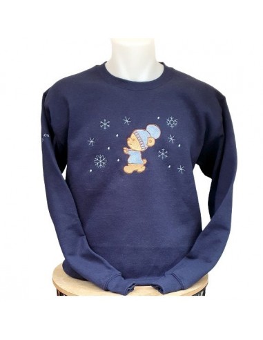 Sweat-Shirt bleu marine - Broderie Ourson en hiver l'évolution des habitudes 