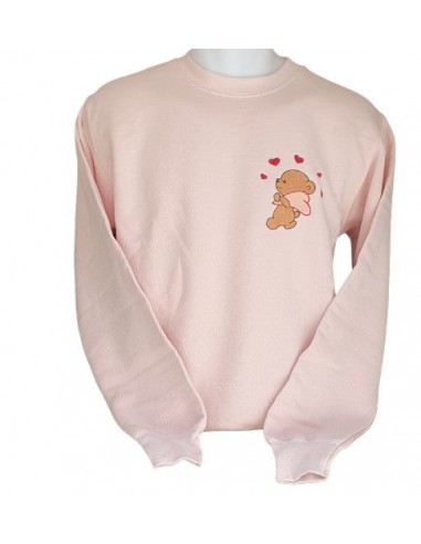 Sweat-Shirt rose - Broderie Ourson tenant un coeur paiement sécurisé