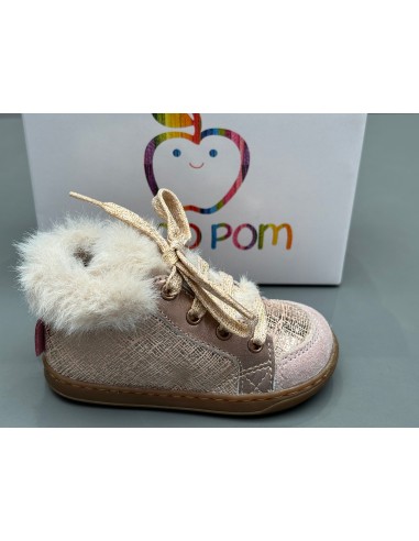 Bottines Shoo pom Bouba zip hair linen fur pink à prix réduit toute l'année