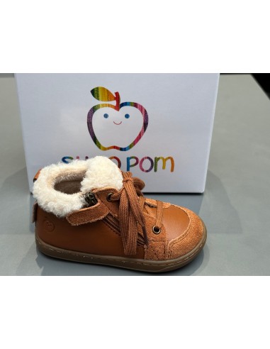 Bottines Shoo pom Bouba zip wool nappa fur camel off white Livraison rapide