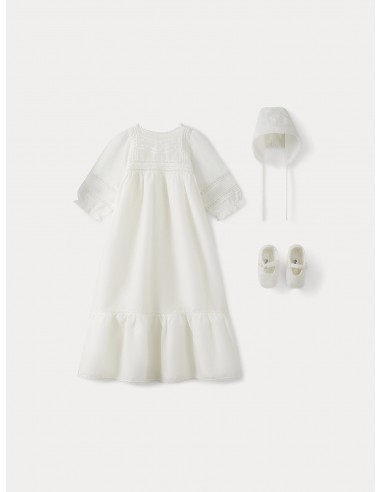 Robe de baptême en soie bébé blanc lait le concept de la Pate a emporter 